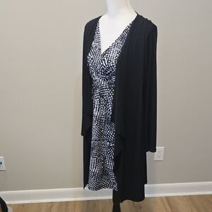 Kim Rogers Black and White Dress with Cardigan